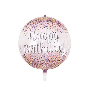 Balon din Folie Metalizata, Flippy, Figurina Rotunda 4D, Model Happy Birthday, Tema Aniversare, 24 x 63 cm, Ambalaj Individual, Pai inclus, Umflare cu Aer sau Heliu, Maro - Img 3