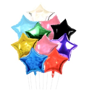 Balon din Folie Metalizata, Flippy, Figurina Stea, Model Simplu, Tematica Aniversare, 40 cm, Ambalaj Individual, Pai Inclus, Umflare cu Aer sau Heliu, Verde - Img 3