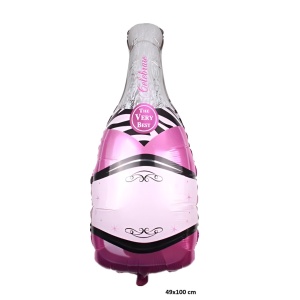 Balon din Folie Metalizata, Flippy, Figurine, Model Sticla de Sampanie, 49x100 cm, Ambalaj Individual, Pai Inclus, Umflare cu Aer sau Heliu, Mov - Img 2