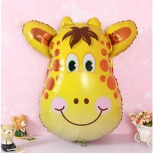 Balon din Folie Metalizata, Flippy, Mini Figurine Animalute, Model Girafa, Tematica Aniversare, 32x45 cm, Ambalaj Individual, Pai Inclus, Umflare cu Aer sau Heliu, Multicolor - Img 6