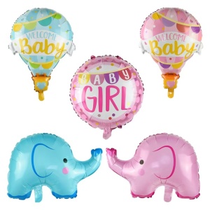 Balon din Folie Metalizata, Flippy, Mini Figurine, Model Balon cu Aer Cald Fetita, Tematica Welcome Baby, 80x62 cm, Ambalaj Individual, Pai Inclus, Umflare cu Aer sau Heliu, Roz - Img 4