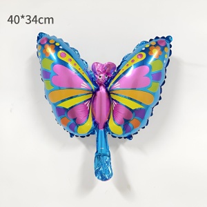Balon din Folie Metalizata Flippy, Mini Figurine, Model Fluturaș, 40x34cm, Ambalaj Individual, Pai Inclus, Umflare cu Aer si Heliu, Multicolor - Img 2