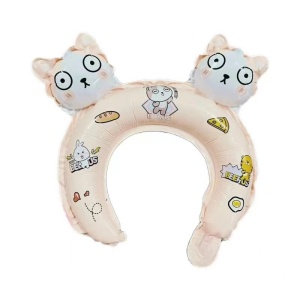 Balon din Folie Metalizata, Flippy, Tip Coronita cu Urechi, Model Hello Kitty, Ambalaj Individual, Pai Inclus, Umflare cu Aer sau Heliu, 30 x 29 cm, Rose - Img 2