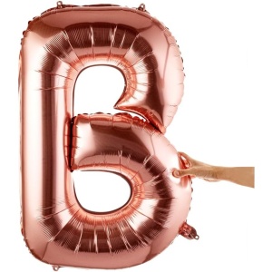 Balon Folie Metalizata Litera B, Flippy, 80 cm, Umflati cu Heliu sau Aer, Ambalaj Individual, Pai inclus, Rose Gold - Img 5