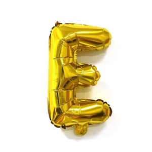 Balon Folie Metalizata Litera E, Flippy, 40 cm, Umflati cu Heliu sau Aer, Ambalaj Individual, Pai inclus, Auriu - Img 3