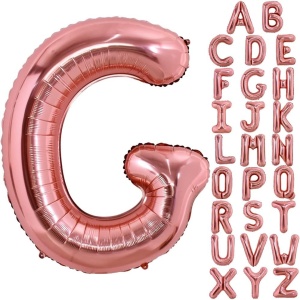 Balon Folie Metalizata Litera G, Flippy, 80 cm, Umflati cu Heliu sau Aer, Ambalaj Individual, Pai inclus, Rose Gold - Img 4