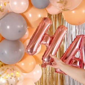 Balon Folie Metalizata Litera H, Flippy, 40 cm, Umflati cu Heliu sau Aer, Ambalaj Individual, Pai inclus, Rose Gold - Img 4