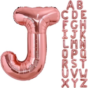 Balon Folie Metalizata Litera J, Flippy, 80 cm, Umflati cu Heliu sau Aer, Ambalaj Individual, Pai inclus, Rose Gold - Img 4
