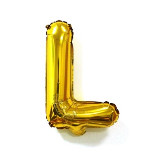 Balon Folie Metalizata Litera L, Flippy, 40 cm, Umflati cu Heliu sau Aer, Ambalaj Individual, Pai inclus, Auriu - Img 3
