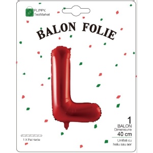 Balon Folie Metalizata Litera L, Flippy, 40 cm, Umflati cu Heliu sau Aer, Ambalaj Individual, Pai inclus, Rosu - Img 2