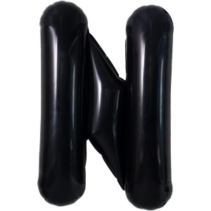 Balon Folie Metalizata Litera N, Flippy, 40 cm, Umflati cu Heliu sau Aer, Ambalaj Individual, Pai inclus, Negru
