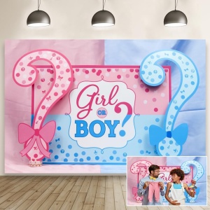 Banner pentru Petrecere, Flippy, Model Girl or Boy, Tematica Gender Reveal, 150 x 100 cm, Albastru Roz - Img 11
