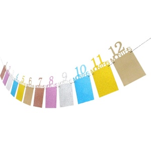 Banner pentru Poze, Flippy, 15.2x10.2 cm, Tema Prima Aniversare, Model Primele 12 Luni, Rola Ata Inclusa, Multicolor - Img 3