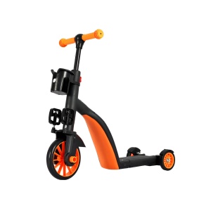 Bicicleta 8 in 1, Flippy, Transformabila, Multifunctionala, Reglare Inaltime, cu Maner de Impingere Detasabil, Tricicleta, Trotineta, 3 Roti, Pedale, Cosulet, 3-6 Ani, Portocaliu - Img 2