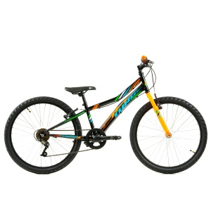 Bicicleta Copii DHS Turbo - 24 Inch, Negru-Portocaliu - Img 1