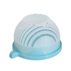 Bol Feliator pentru Salata, Flippy, Castron Multifunctional pentru Legume si Fructe, pentru Spalat si Taiat Legumele, cu Scurgere si Tocator, Ergonomic, Protectie pentru Maini, 21x18.5x11.5 cm, Albastru - Img 1