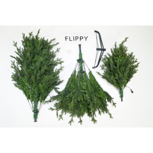 Brad Artificial de Craciun, Becuri led incluse in ramuri, pentru interior/exterior, inaltime 180 cm, diametru 128 cm, 1246 ramuri, Flippy, verde, suport metalic inclus - Img 2