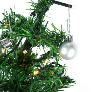 Brad Artificial Impodobit, 60 cm, suport plastic cu instalatie luminoasa 20 LED alb cald + 20 globuri argintii incluse, Flippy - Img 6