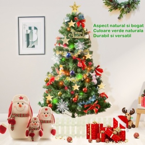 Brad de Craciun artificial cu suport inclus Flippy, 120 cm, 240 ramuri/varfuri, material plastic, suport clasic, fara iluminare, utilizat pentru interior/exterior, verde - Img 6