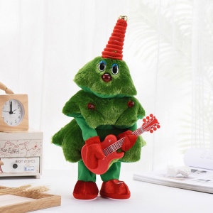 Bradut Dansator si Cantaret, Flippy, Decoratiune de Craciun, Jucarie Interactiva, cu Chitara, cu Lumini, 25 cm Inaltime, Verde - Img 2