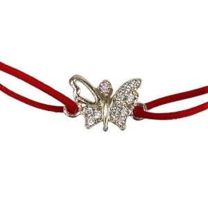 Bratara Snur Reglabil, Argint 925, Fluture Cu Pietre, Jolie Silver, 0.6 g, 1.5 cm x 1 cm - Img 3