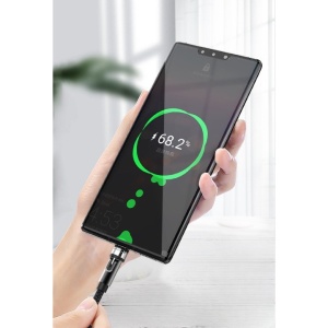 Cablu de incarcare magnetic 3 in 1 360 grade + 180 grade, 1 m, micro, type C, iPhone, 5 V, 2.1 A, Negru - Img 3