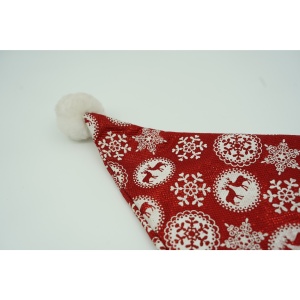 Caciulita de Mos Craciun, Flippy,cu ornament fulg de nea si sclipici, rosie, marime universala, material textil - Img 4
