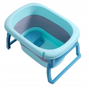 Cada Pliabila pentru Baie, Flippy, din PP+TPE, pentru Copii 0-6 Ani, cu Picioare, Suport de Sezut, Scurgere Etans, 80 x 52 x 42 cm, Albastru - Img 2