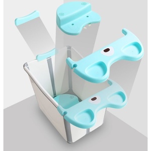 Cada Pliabila pentru Baie, Flippy, din PP+TPE, pentru Copii +6 Luni, Model Ursulet, Scaun de Interior, Detasabil, 82 x 50 x 54 cm, Albastru - Img 5