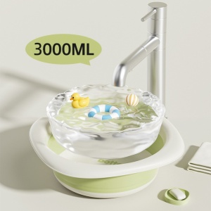 Cada Pliabila pentru Baie pentru Copii, Flippy, Cadita pentru Bebelusi, Model Romb cu Balon, Verde, 31.5x31.5x3.5 cm, 3L - Img 9