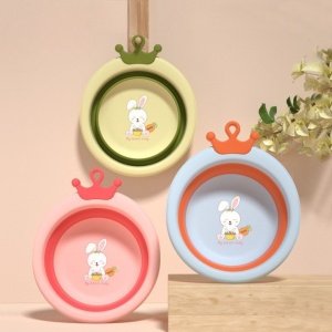 Cada Pliabila pentru Baie pentru Copii, Flippy, Cadita pentru Bebelusi, Model Rotund cu Iepuras, Verde, 30x31x3.5 cm, 3.3 L - Img 4