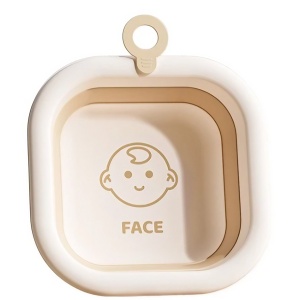 Cada Pliabila pentru Baie pentru Copii, Flippy, Cadita pentru Bebelusi, Model Patrat pentru Fata, Maro, 30x30x3.5 cm, 3.5 L - Img 1