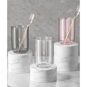 Cana de Apa pentru Clatit, Flippy, pentru Periuta de Dinti, 200 ml, 10.4 x 7.3 cm, Gri Transparent - Img 5
