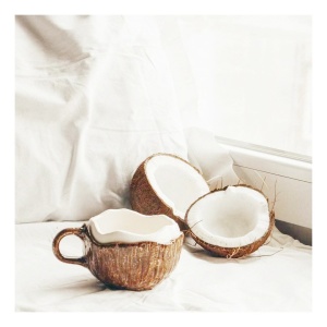 Cana din Ceramica, Flippy, 201-300 ml, cu Lingurita, Model Nuca de Cocos, Maro - Img 8