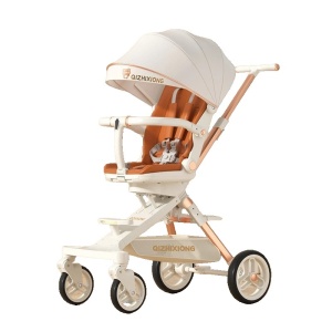 Carucior Sport Flippy 3in1, 6-36 Luni, Pliabil, Tavita pentru Masa, Pat de Dormit, Centura de Siguranta, Roti 360 Grade, Reversibil, Parasolar, Maner Reglabil, 64 x 35 x 100 cm, Alb - Img 1