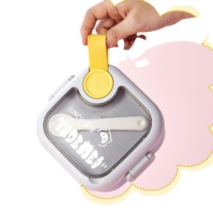 Caserola pentru copii Flippy, lunch box, 750 ml, doua boluri, lingura, foarfeca din plastic, rezistenta la scurgeri, Roz - Img 11