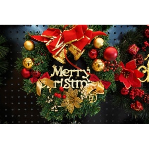 Coronita de Craciun pentru usa, Rosu/Auriu/Verde, 40 cm, PVC, Artificiala, Decorata, Interior/Exterior, Flippy - Img 10