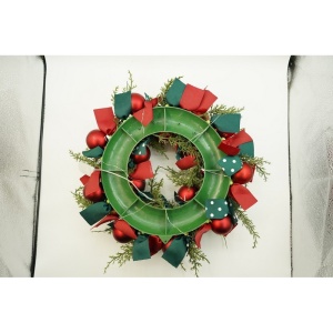 Coronita de Craciun pentru usa, Rosu/Verde, 40 cm, PVC, Artificiala, Decorata, cu LED, Interior/Exterior, Flippy - Img 10