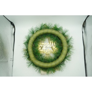Coronita de Craciun pentru usa, Verde-Auriu, 40 cm, PVC, Artificiala, Decorata, Interior/Exterior, Flippy - Img 9