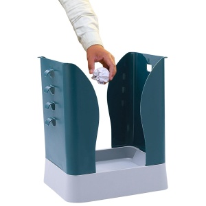 Cos de Gunoi Extensibil, Flippy, din Plastic, Reglabil, Pliabil, Versatil, pentru Bucatarie, Baie sau Birou, Cos Universal, 21x25x17 cm, Albastru Gri - Img 4