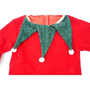 Costum Craciun, Flippy, Fete, Spiridus, rosu, 10 - 13 ani, catifea - Img 2