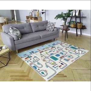 Covoras de Joaca pentru Copii Termic cu 2 Fete, Flippy, Model Vulpi si Pista de Masini, cu Spuma, Impermeabil, Antiderapant, 200cm x 180cm x 0.8cm - Img 4