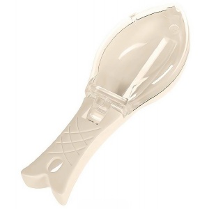 Curatator Manual Solzi de Peste, Flippy, Forma Peste , Recipient cu Capcac pentru Solzi, Plastic, Roz pal, 16x6 cm - Img 1