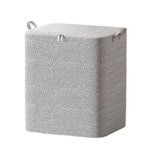 Cutie de Depozitare cu Fermoar, Flippy, Pliabila, Maner Ranforsat, Fermoar Rezistent, pentru Haine, Paturi, Plapumi, Perne, Lenjerii de Pat, Jucarii, 61x50x71 cm, 210 Litri, Gri