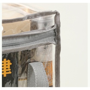 Cutie de Depozitare, Flippy, din PVC + Textil, Rezistenta la Apa, Geanta pentru Carti, 38x24x32 cm, Transparent-Alb - Img 5