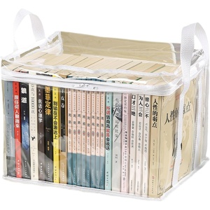 Cutie de Depozitare, Flippy, din PVC + Textil, Rezistenta la Apa, Geanta pentru Carti, 32x24x25 cm, Transparent-Alb - Img 1