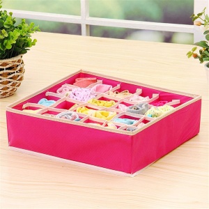 Cutie De Depozitare, Flippy, Pentru Lenjerie, Sosete Si Sutiene, Material Textil, 24 Compartimente, 32 x 32 x 10 cm, Culoare Roz - Img 5