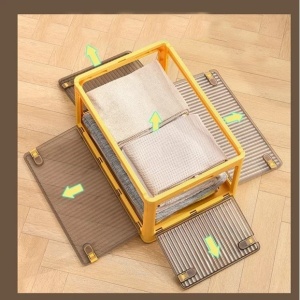 Cutie de depozitare pliabila, Flippy, Cu capac, 85 L, Plastic, 60x42x34 cm, Portocaliu - Img 4
