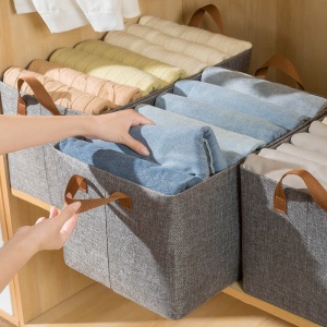 Cutie de depozitare tip cos, Flippy, textil, pliabila, 47x28x20 cm, cadru metalic, cu manere, gri - Img 5
