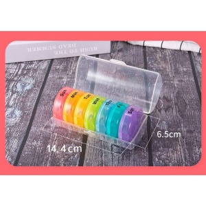 Cutie Depozitare Medicamente, Flippy, 7 Zile, 14 Compartimente, Cutie Suport, Recipiente Detasabile, Portabila, Multicolor, 17.5x11x9.5 cm - Img 3